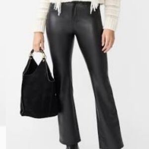 Bebe Black Genuine Leather Pants Straight Leg Size 2